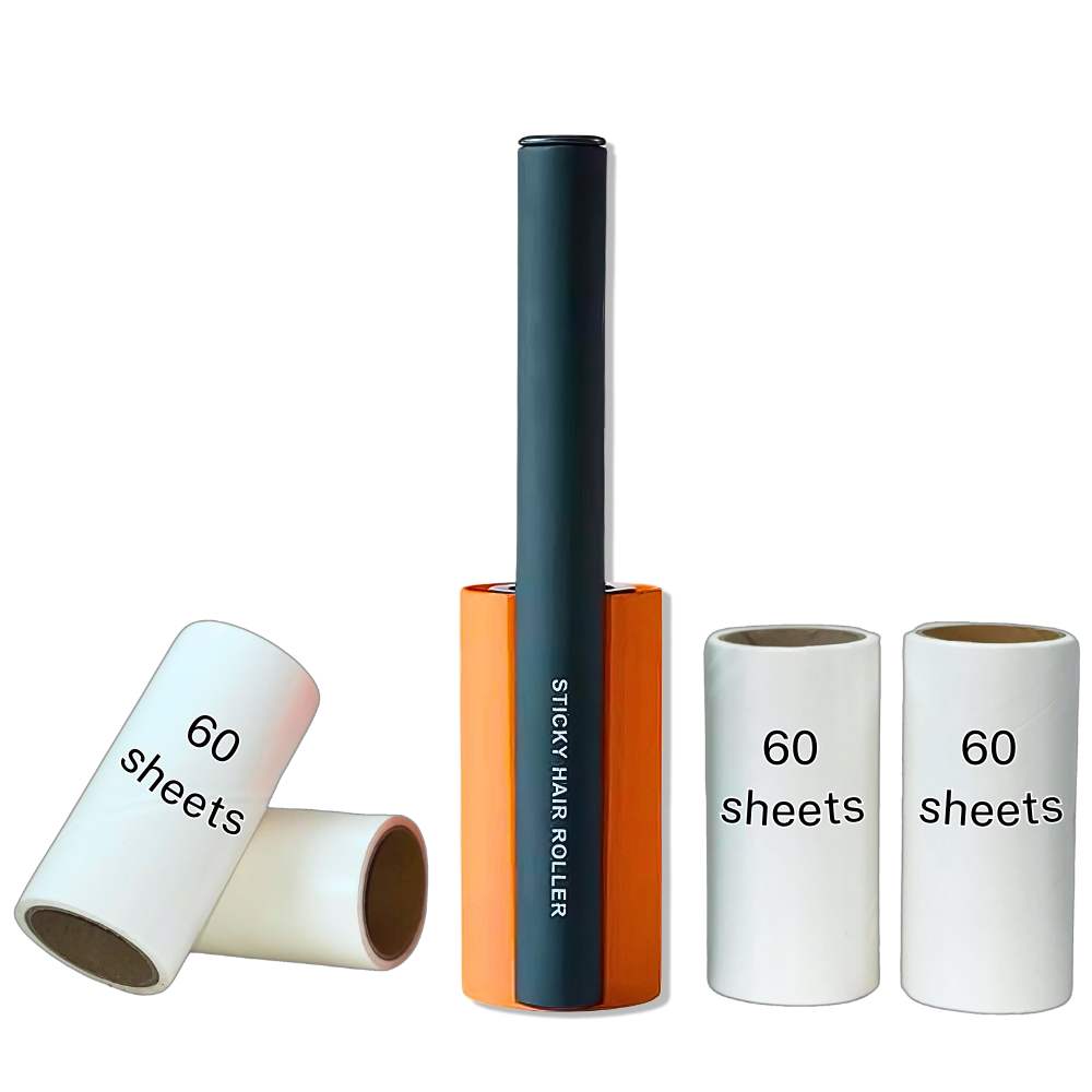 Lint Roller with Protective Lid – 4 Refills (240 Sheets)